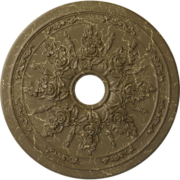 Ekena Millwork Rose and Ribbon Medallion (Canopies up to 4"), 23 5/8"OD x 4"ID x 1 1/2"P, Mississippi Mud Crackle CM23ROMMC - main